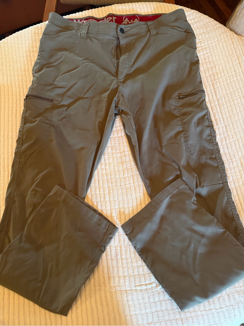 Wrangler Olive Green Cargo Pants with Zip Thigh Pockets